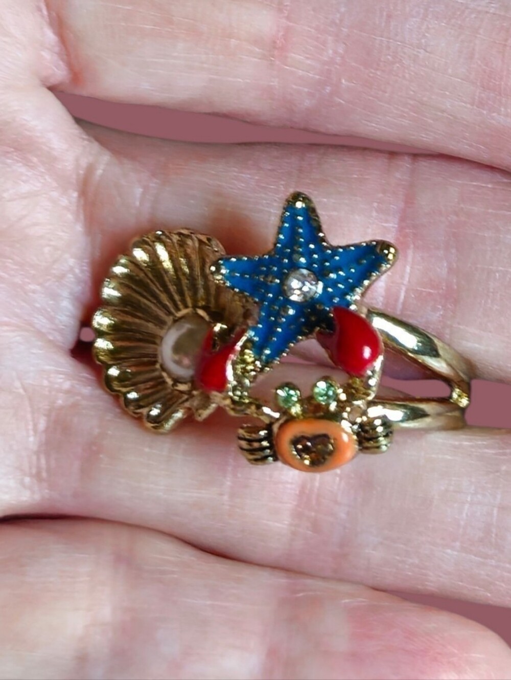🦀Betsey "UNDER THE SEA" Collection Colorful Ring - NWOT